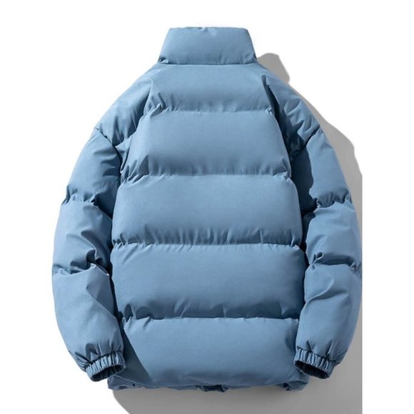 Dusty Blue Mens Puffer Coat - Picture 2 of 3